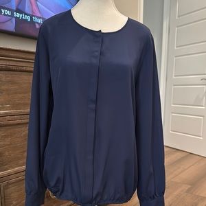 Ann Taylor Elegant Navy Blouse